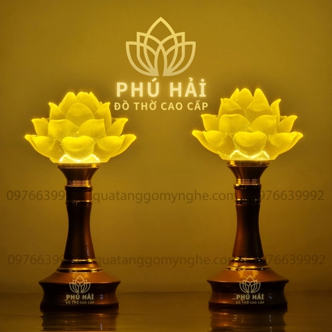 Đèn Thờ 1 Bông Hoa Sen Lưu Ly Thân Vút 