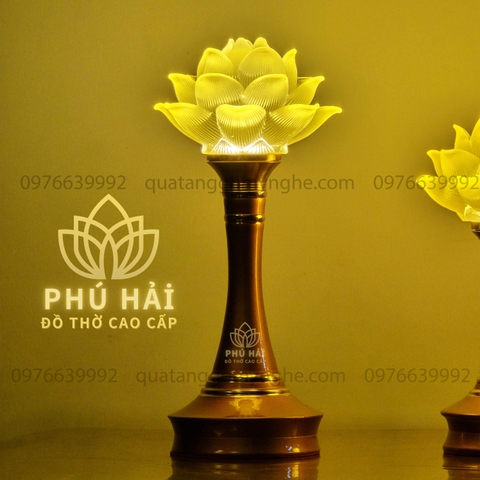 Đèn Thờ 1 Bông Hoa Sen Lưu Ly Thân Vút 