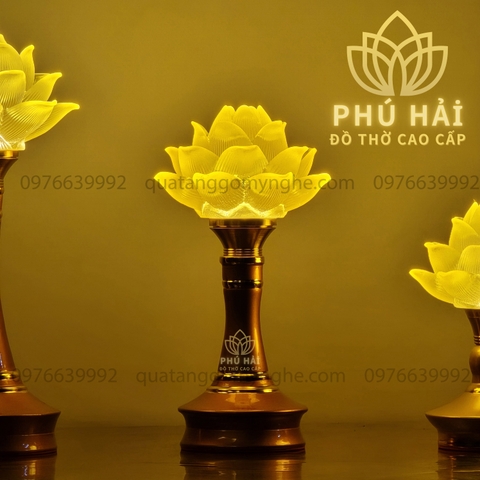 Đèn Thờ 1 Bông Hoa Sen Lưu Ly Thân Vút 
