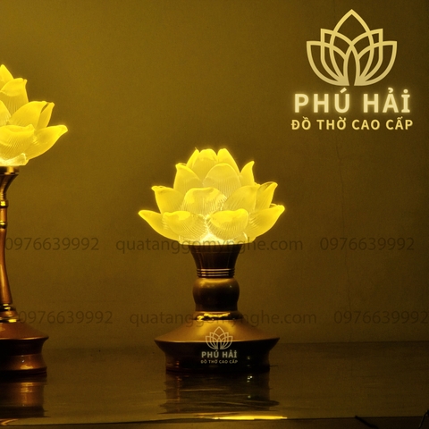 Đèn Thờ 1 Bông Hoa Sen Lưu Ly Thân Vút 