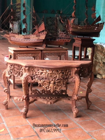 Bàn Console gỗ bán nguyệt tân cổ điển