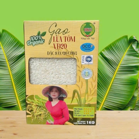 GẠO VD20 ĐẶC SẢN GÒ CÔNG VUÔNG TÔM HỘP 1KG