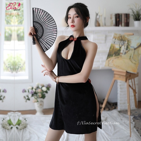 Sườn Xám Lụa Nhung Tuyết Đỏ Trung Hoa Sang Trọng Nenito Dress