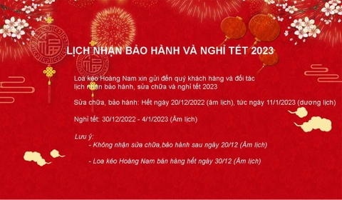 Lịch nhận sửa chữa, bảo hành và nghỉ tết 2023