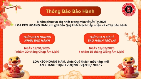 THÔNG BÁO: Lịch Nhận Bảo Hành, Sửa Chữa Và Nghỉ Tết 2025