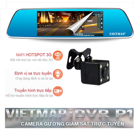 VIETMAP iDVR P1, camera gương giám sát trực tuyến