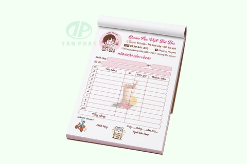 In phiếu order cafe, trà sữa