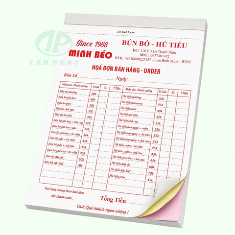 in phiếu order nhà hàng