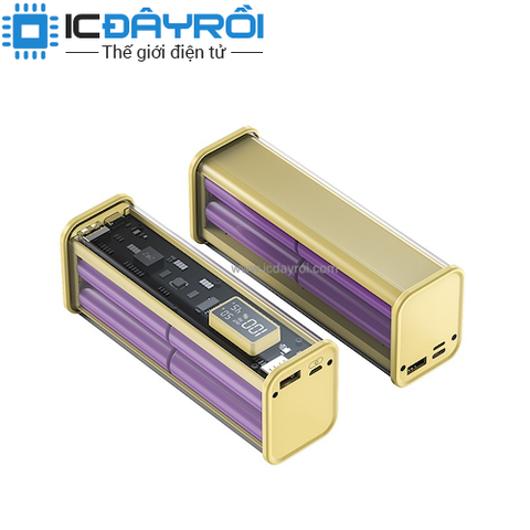Box sạc dự phòng PD 22.5W 18650 (Sạc nhanh 2 chiều trong suốt) Box Sạc Dự Phòng Pd 22.5W 18650 (Sạc Nhanh 2 Chiều Trong Suốt)