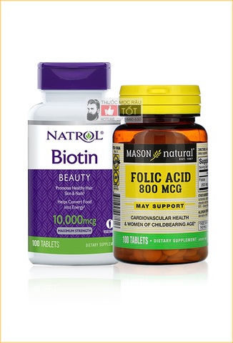 Combo Biotin - Folic dưỡng râu đen cứng