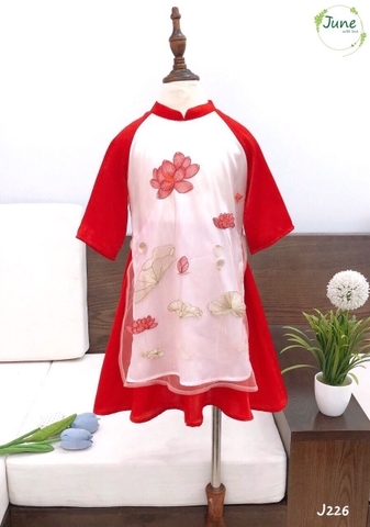 Set áo dài cách tân hồng chân váy S7243 | The Queen Fashion