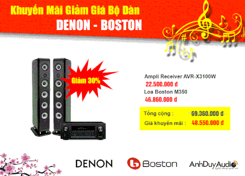 Khuyến mãi giảm giá 30% bộ dàn Denon - Boston tại HD Nam Khánh