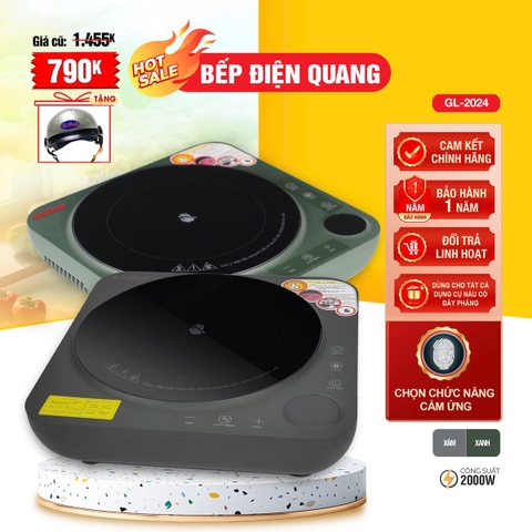 Bếp điện quang 2024 - Công suất 2000W - Bảo hành 1 năm