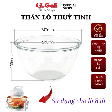 Thân lò nướng thủy tinh 8L