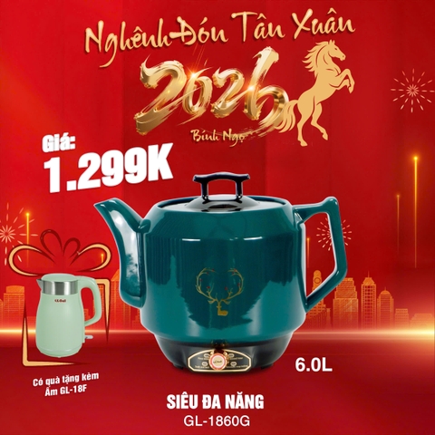 Ấm sắc thuốc đa năng 1860G - 6 Lít - Bảo hành 2 năm
