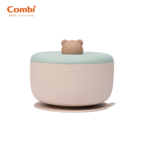 Bát ăn dặm Combi silicone platinum kèm nắp