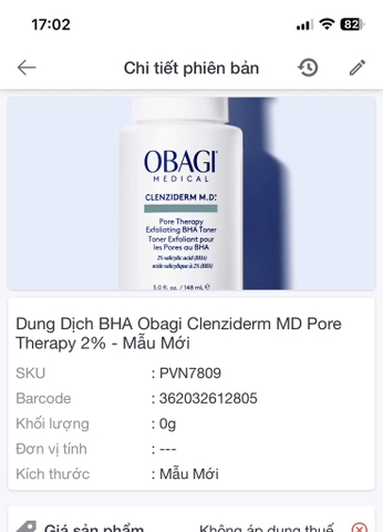 Dung Dịch BHA Obagi Clenziderm MD Pore Therapy 2%