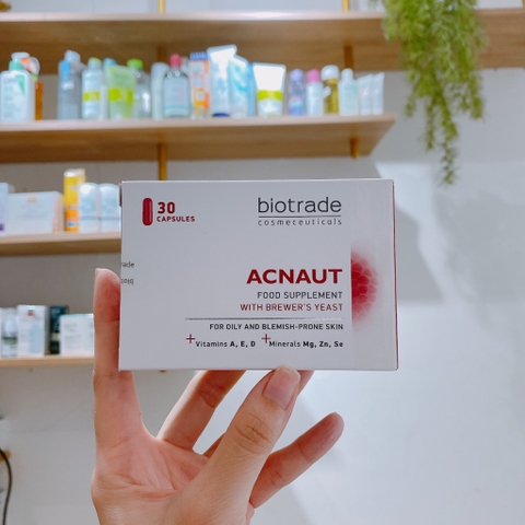 Viên uống ngừa mụn, kiềm dầu Biotrade Acnaut Food Supplement