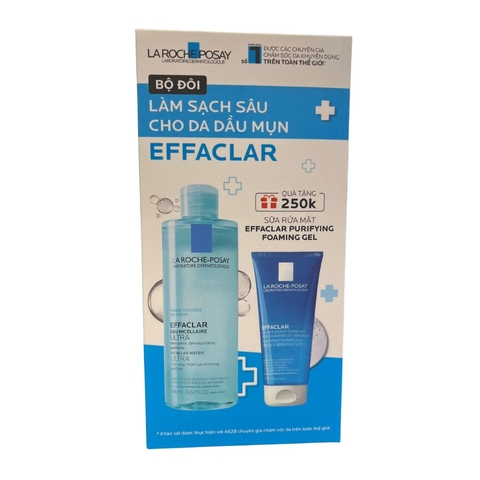 Set La Roche-Posay Tẩy Trang Effaclar 400ml + Sữa Rửa Mặt Effaclar 50ml Làm Sạch Sâu Cho Da Dầu Mụn