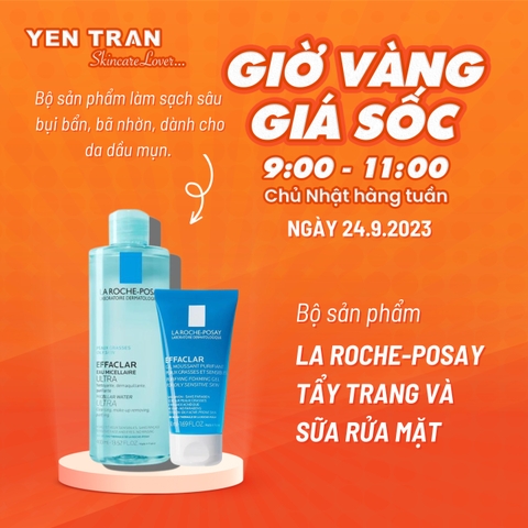 Set La Roche-Posay Tẩy Trang Effaclar 400ml + Sữa Rửa Mặt Effaclar 50ml Làm Sạch Sâu Cho Da Dầu Mụn
