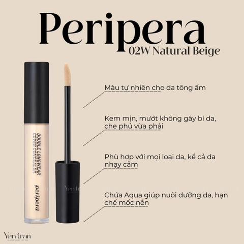 Kem Che Khuyết Điểm Peripera Double Longwear Cover Concealer 5.5g 02W