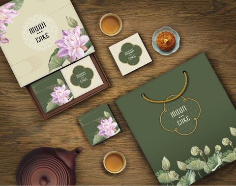 Hộp trung thu 4 bánh cao cấp - Sen Tím