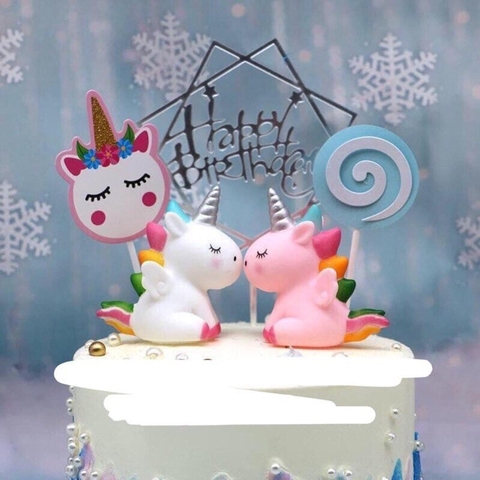 Phụ kiện trang trí bánh - Set 2 mô hình unicorn