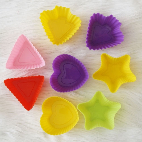 Khuôn Silicon Rau Câu Hoa Nổi - Set 10 cupcake Đủ Kiểu trung 5cm