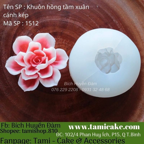 Khuôn silicon hoa hồng tầm xuân cánh kép 1512