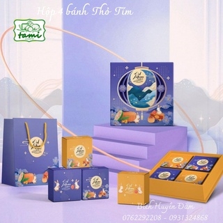 Set 5 hộp Thỏ tím đựng bánh trung thu 4 bánh