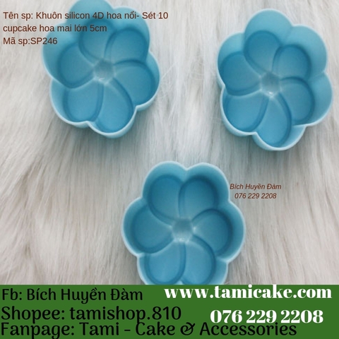 Khuôn Silicon Rau Câu Hoa Nổi - Set 10 cupcake Hoa Mai Lớn 5cm