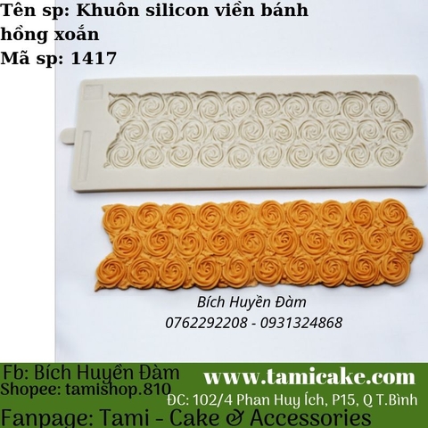 Khuôn silicon viền bánh kiểu hồng xoắn 1417