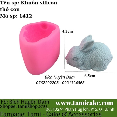 Khuôn silicon rau câu hoa nổi Thỏ con 1412