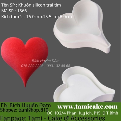 Khuôn mousse silicon trái tim 1566