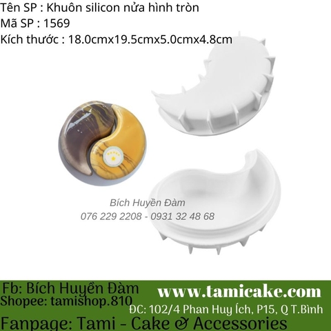 Khuôn mousse silicon nửa bát quái 1569