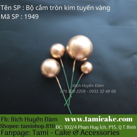 Bộ cắm bi tròn kim tuyến vàng