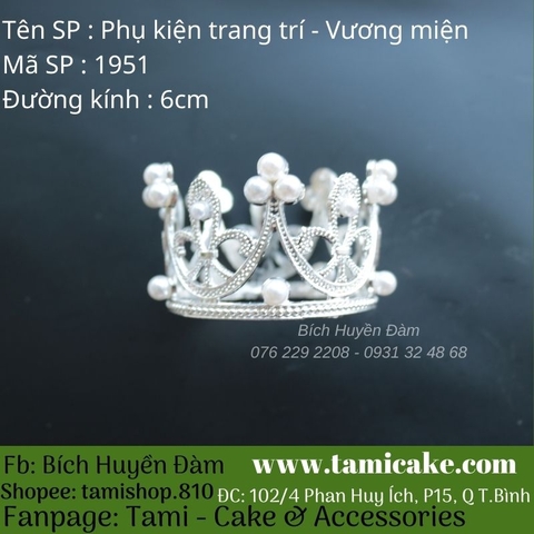 Vương miện trang trí bánh size nhỏ màu trắng