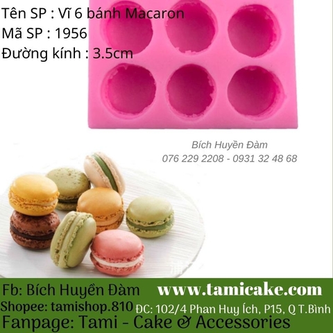 Khuôn silicon vĩ 6 bánh Macaron 1956