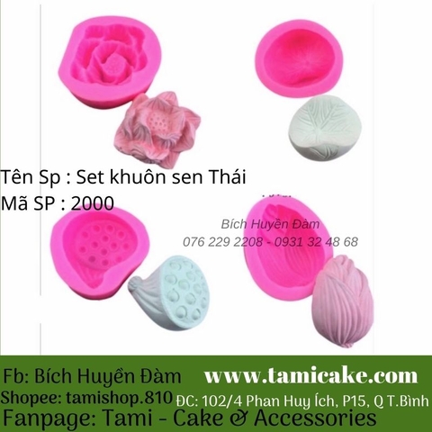 Set khuôn silicon hoa sen thái làm chè trôi nước