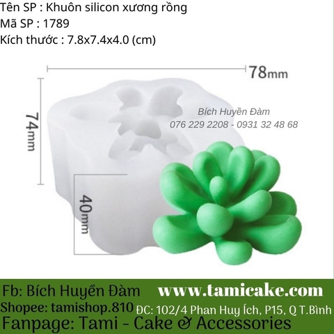 Khuôn silicon xương rồng lớn 1789