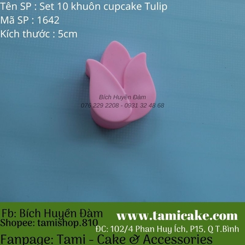 Set 10 khuôn silicon cupcake hoa tulip 5cm