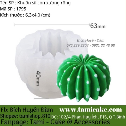 Khuôn silicon xương rồng 1795