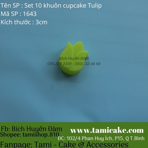 Set 10 khuôn silicon cupcake hoa tulip 3cm