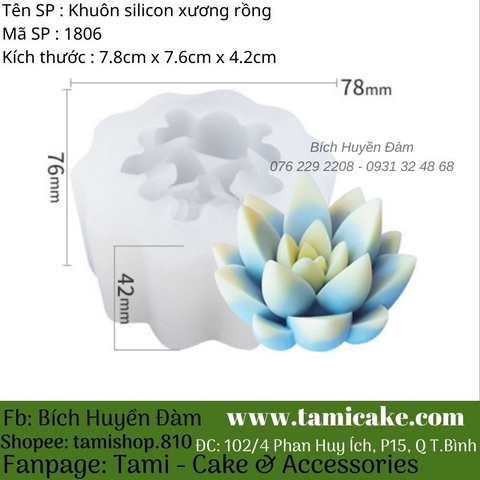 Khuôn silicon xương rồng lớn 1806