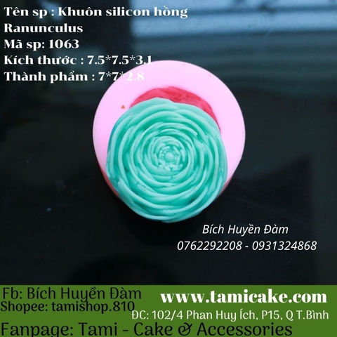 Khuôn silicon Hoa Hồng Ranunculus PVN1063