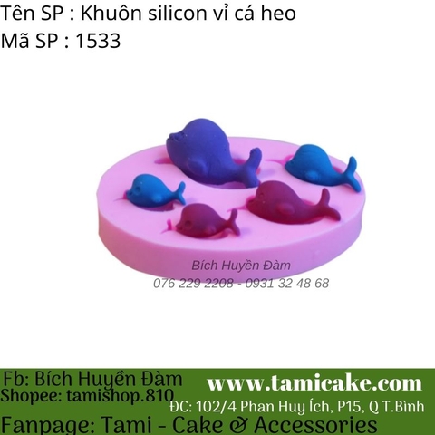 Khuôn silicon vỉ 5 cá heo 1533