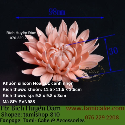 Khuôn silicon- Cúc tía cánh nhọn PVN988