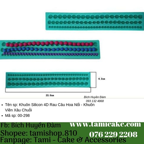 Khuôn Silicon 4D Rau Câu Hoa Nổi - Khuôn Viền Xâu Chuỗi