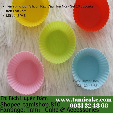 Khuôn Silicon Rau Câu Hoa Nổi - Set 10 cupcakes tròn nhỏ 5cm