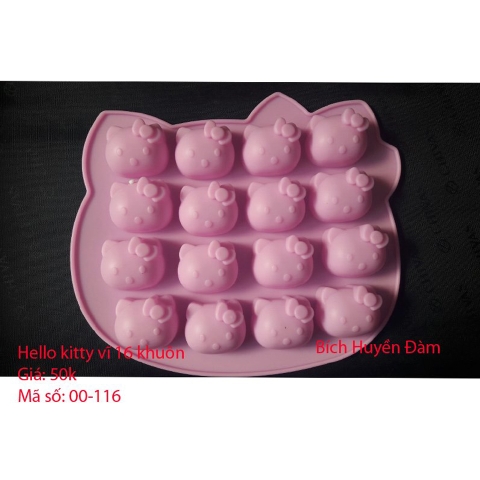 Khuôn Silicon Rau Câu Hoa Nổi - Vĩ Hello Kitty 16 Khuôn